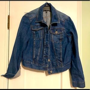 Cropped dark denim jacket